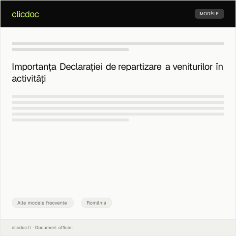 Document preview: Declarație de repartizare a veniturilor din activități independente — Alte modele frecvente, România